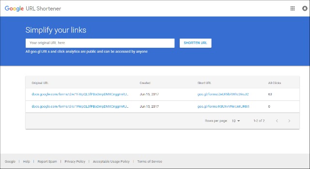 Google URL Shortener